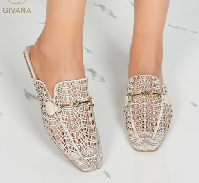 Mules mocassins à maille crochetée