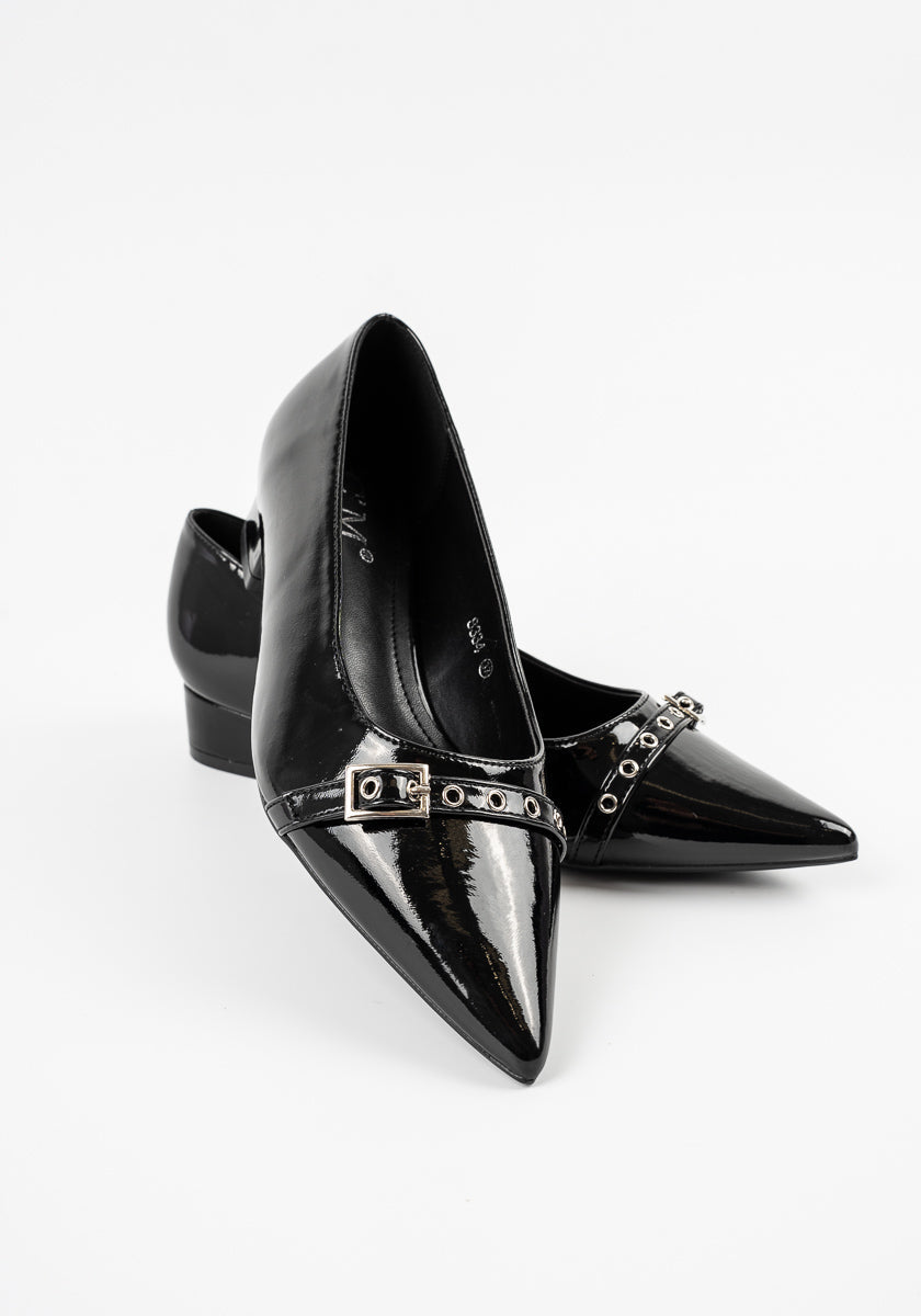 Chaussure Plate Vernie à Bride